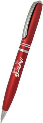 UJJi Happy Birthday Logo Two Ring Matte Red Color Twist On & Off Ball Pen(Ink Color - Blue )