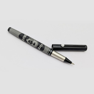 UJJi Virgo (Kanya) Designed Black Aluminum Metal (Blue Ink) Roller Ball Pen(Ink Color - Blue)