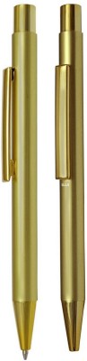 UJJi Shiny Gold Click ON OFF Ball Pen(Pack of 2, Ink Color - Blue )