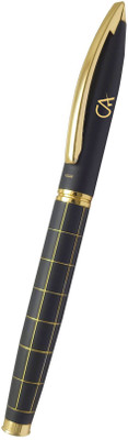 UJJi CA Logo Check Pattern Black Body with Gold Design Roller Ball Pen(Ink Color - Blue )