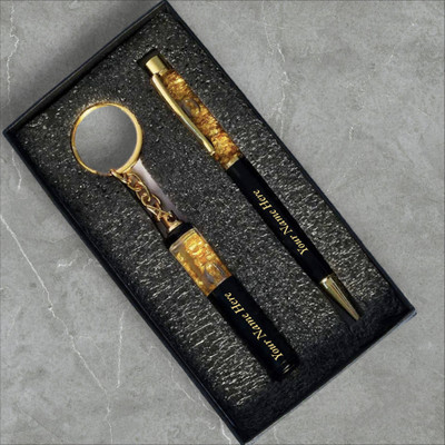 Mizi Craft Crystal Golden Jelly Pen Keychain ( MCRAFT-CG070324001 ) Ball Pen(Pack of 2, Ink Color - Blue)