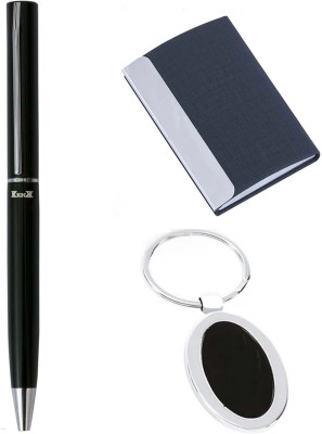 Krink B238-CH02-KC02 3in1 Metal Ball Pen, Keychain and ATM Card Holder Pen Gift Set(Blue)