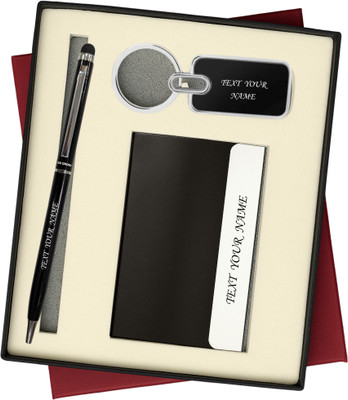 K K CROSI Name Written 3in1 Combo for Gifting Card Holder,Keychain and Metal Pen Gift Set(Ink Color - Blue )