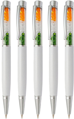 UJJi Cristal Tiranga Metal White Colour Body Ball Pen(Ink Color - Blue )