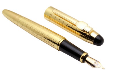 Ledos 95 Full Golden Metal Body With Golden Trims & Fine Nib Fountain Pen(Ink Color - Converter System)