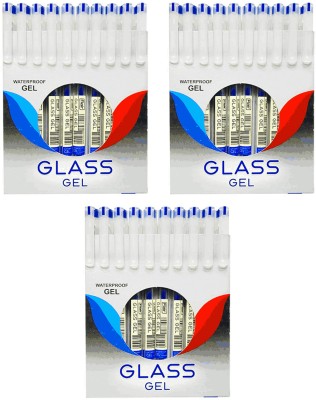 FLAIR Glass Gel Pen Wallet Pack | 0.6 mm | Soft Rubber Grip | WaterProof Ink Gel Pen(Pack of 30, Blue)