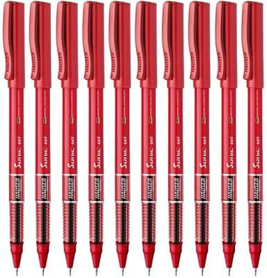 HAUSER Sonic X | Water Proof Ink For Smooth Flow System | Gel Pen(Pack of 50, Ink Color - Red)