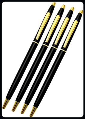 auteur 3600 Combo Pack Of 4 Ball Pen Slim Black Metal Body Gold Plated Ball Pen(Pack of 4, Ink Color - Black)