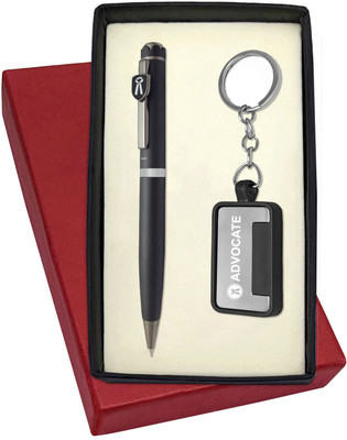 UJJi Advocate Logo Metal Pen with Keychain Pen Gift Set(Pack of 2, Ink Color - Blue )