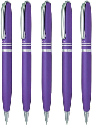 UJJi Two Ring Matte Violet Colour Twist On & Off Ball Pen(Pack of 5, Ink Color - Blue)