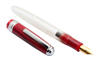 Ledos Oliver 69 HT Red Demonstrator With Chrome Clip & Band Fountain Pen(Eyedropper System)