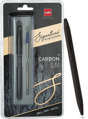 Cello Signature Carbon + Refill | Perfect Gift for Dad Ball Pen(Pack of 2, Ink Color - Blue)