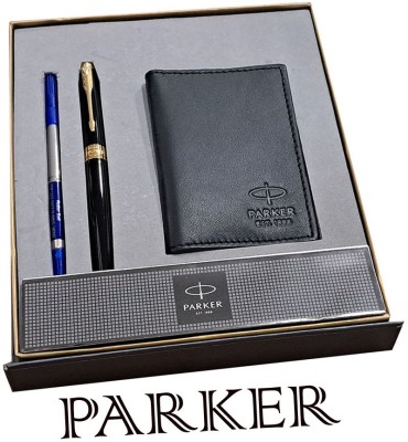 PARKER ASTER LACQUE BLACK GT ROLLERBALL PEN WITH CREDIT CARD HOLDER Roller Ball Pen(Ink Color - Blue)