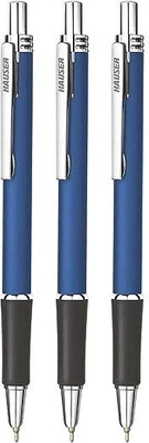 HAUSER Trent 0.7 mm, Slim Clip Design With Chrome Plated Body, Retractable Ball Pen(Pack of 3, Ink Color - Blue)