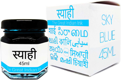 Syahi - The Great Indian Ink - Fountain, Calligraphy, Dip pen, Drawing Ink Bottle(Ink Color - Sky Blue)