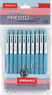 UNOMAX ULTRON PRESTO NEO | RETRACTABLE BALL PEN | INK - BLUE | 10 PENS | Ball Pen(Pack of 10, Ink Color - Blue)