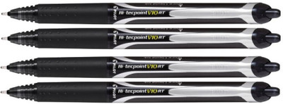 PILOT Hi-Tecpoint V10 RT 1.0MM Broad Tip Roller Ball Pen(Pack of 4, Ink Color - Black)