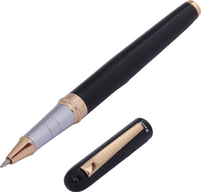 Krink KNP_PEN_R005 Unique Design with black/ golden Color Combination Metal Body Roller Ball Pen(Ink Color - Blue)