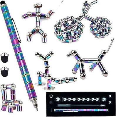 krithi Magnetic Fidget Pen | Decompression Toy Pen with Magnetic Rings and Steel Ball Pen(Ink Color - Black)
