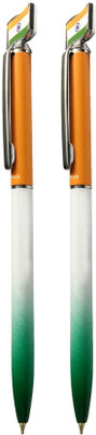 UJJi Slim Design Flag Mounted Ball Pen(Pack of 2, Ink Color - Blue )