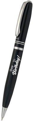 UJJi Happy Birthday Logo Two Ring Black Color Twist On & Off Ball Pen(Ink Color - Blue )