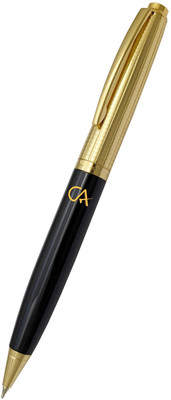 UJJi CA Logo Golden Textured Pattern Cap in Brass Ball Pen(Ink Color - Blue)