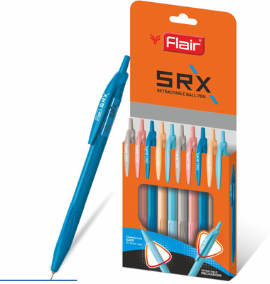 FLAIR Flair SRX Retractable 10 Pcs Ball Pen Blue Ink Ball Pen(Pack of 10, Ink Color - Blue)