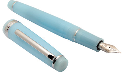 Ledos Jinhao 82 Pearl Light Blue Acrylic Fine Nib Chrome Trims Fountain Pen(Ink Color - converter system)