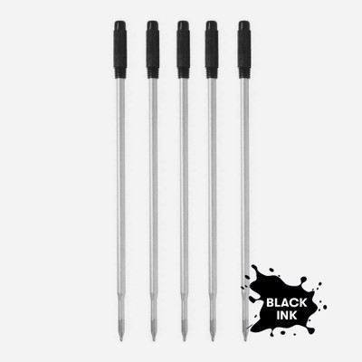 UJJi Long Metal Slim for Twist Pen Refill(Pack of 5, Ink Color - Black )
