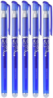 Gayanti enterprises Pak of 5 Blue Ink Erasable pen Set with attached Magic Wipe Eraser Gel Pen(Pack of 5, Blue)