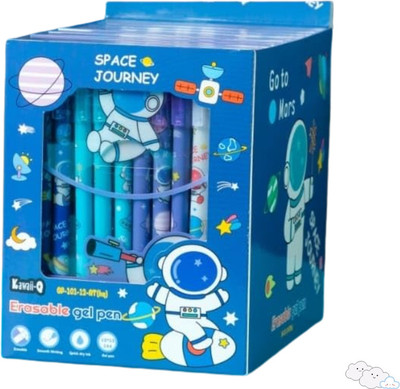 Arizuul Set of 12 Space-Themed Erasable Gel Pens for Creative School Writing Gel Pen(Pack of 12, Ink Color - Blue)