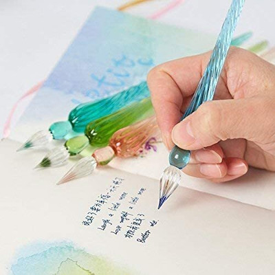 ART RANGER Crystal Glass Dip Pen With 12 Colors Ink Bottle(Ink Color - Multicolor)