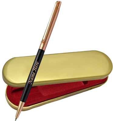 UJJi Very Slim Design Half Copper Color Name Print Metal Ball Pen(Ink Color - Blue )
