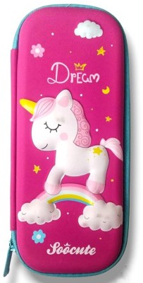 Toxen Dream Unicorn Pencil Pouch Cute Pink Themed White Unicorn Art Canvas Pencil Box(Set of 1, Multicolor)