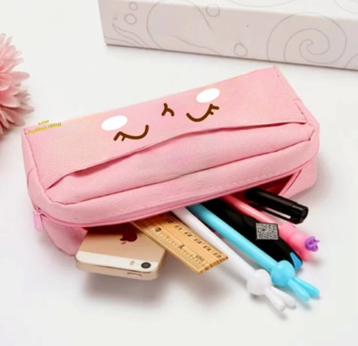 RMS Collections B.1 Artificial Leather Art Artificial Leather Pencil Box(Set of 1, Pink)