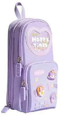 Akvanar 003 BACKPACK TYPE 3 CHAIN PENCIL POUCH Art Artificial Leather Pencil Box(Set of 1, Purple)