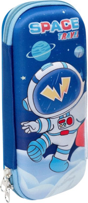 ALCANTARA Space Travel Space Art Canvas Pencil Box(Set of 1, Blue)