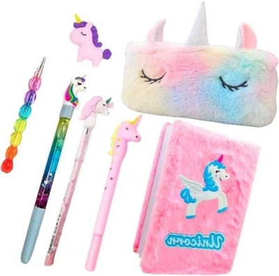 Mavles Beauty professtional UNICORN Art Polyester Pencil Box(Set of 7, Multicolor)