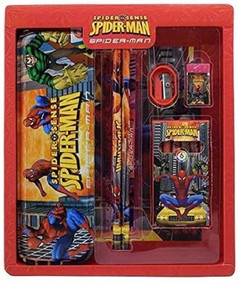 Sudram Stationery Kit Set for Boys, Stationery for School, Pencil Eraser Pencil Case Spiderman Art Plastic Pencil Box(Set of 1, Multicolor)