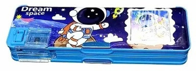 Sannu Space Astronaut Theme Calculator Geometry for Kids, Dual Sharpener Space Astronaut Art Plastic Pencil Box(Set of 1, Multicolor)