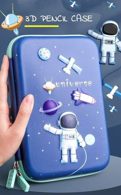 JOY MAKER pencil pouch universe designed Art Plastic Pencil Box(Set of 1, Blue)