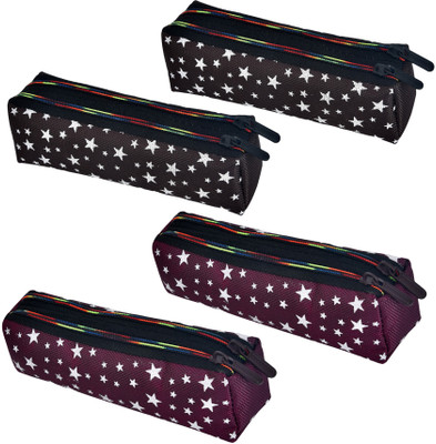 KUBER INDUSTRIES Pencil Boxes Pencil Box Art Canvas Pencil Boxes(Set of 4, Multicolor)
