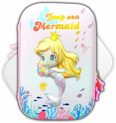 S4SQUARE ENTERPRISE ® 3D Hardtop Cute Mermaid Pencil Box for Girls (Sea Mermaid Theme Print) Girls Art EVA Pencil Box(Set of 1, Pink)