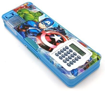 Royal krafts Calculator Captain America Art Plastic Pencil Box(Set of 1, Blue)