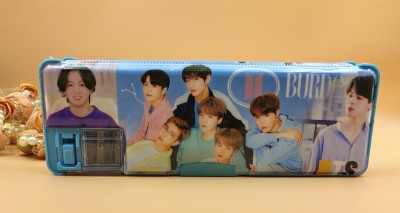 Paper Bear BTS BTS Art Plastic Pencil Box(Set of 1, Light Blue)