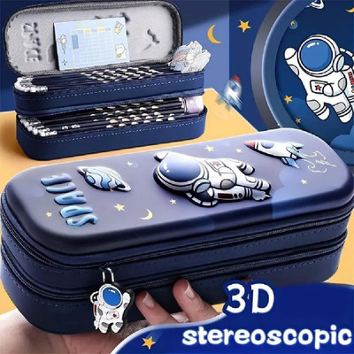 Glenston double decker pencil box space Art Polyester Pencil Box(Set of 1, Blue)
