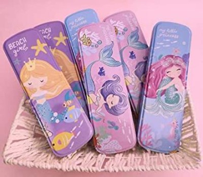 AMANVANI Mermaid cartoon Art Metal Pencil Boxes(Set of 12, Multicolor)