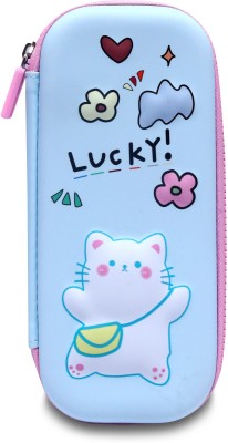 Villy NA Cat Art EVA Pencil Box(Set of 1, Blue)