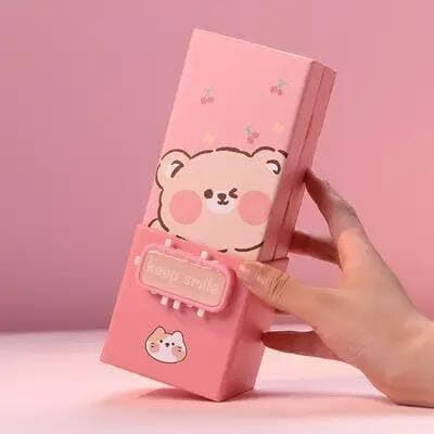Abhinandan Decors Pencil Box Cartoon, Teddy Art EVA Pencil Box(Set of 1, Pink)