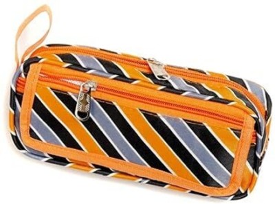 RAINBOWS AND HUES POUCHES STRIPE FLAP Art Polyester Pencil Box(Set of 1, Orange)